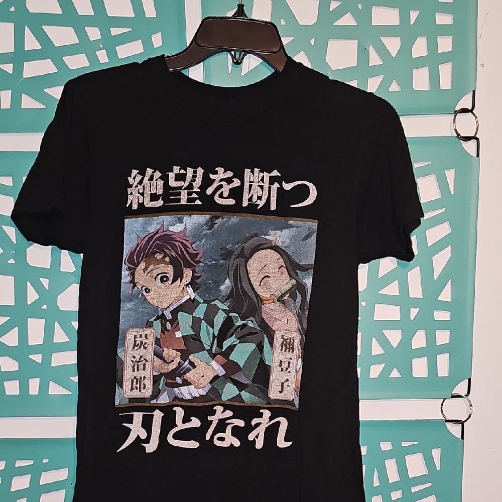 Demon Slayer Black Graphic T-Shirt with Anime Design